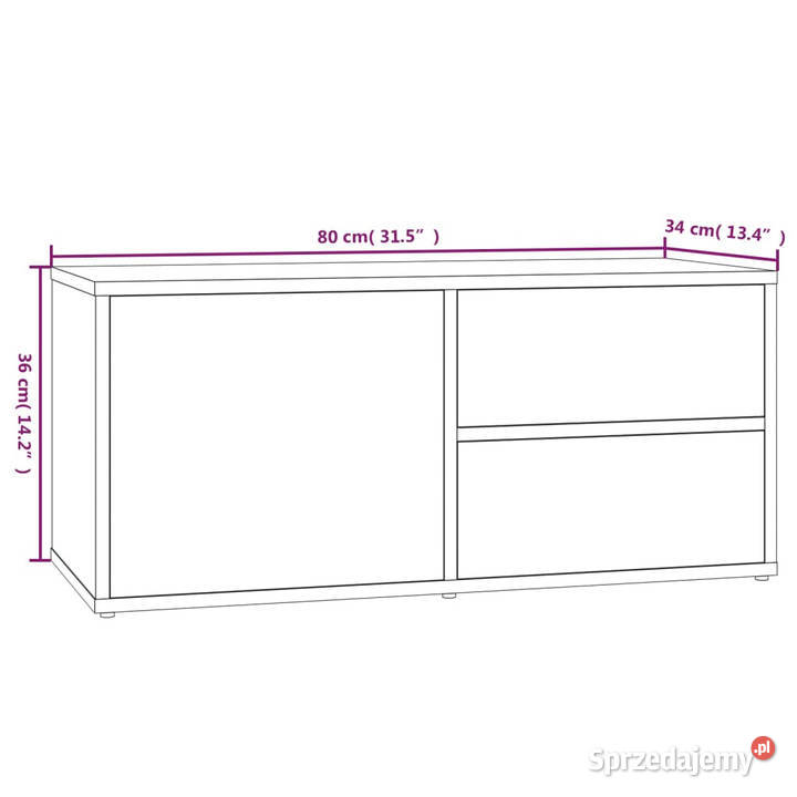 Szafka pod telewizor szary dąb sonoma 80x34x36