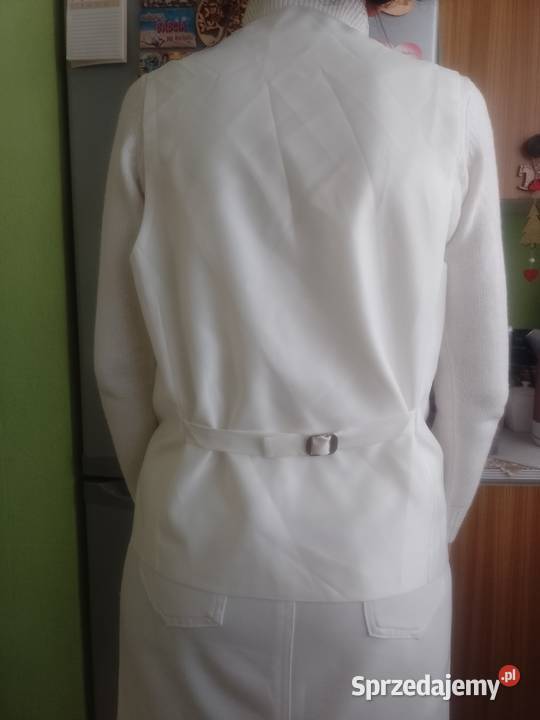 4042 LXK Biała zdobiona kamizelka garniturowa z Rozmiar 42(XL) Marynarki i żakiety małopolskie Kraków
