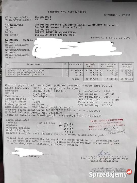 Seat Ibiza salon Polska 211000km Ibiza mazowieckie sprzedam