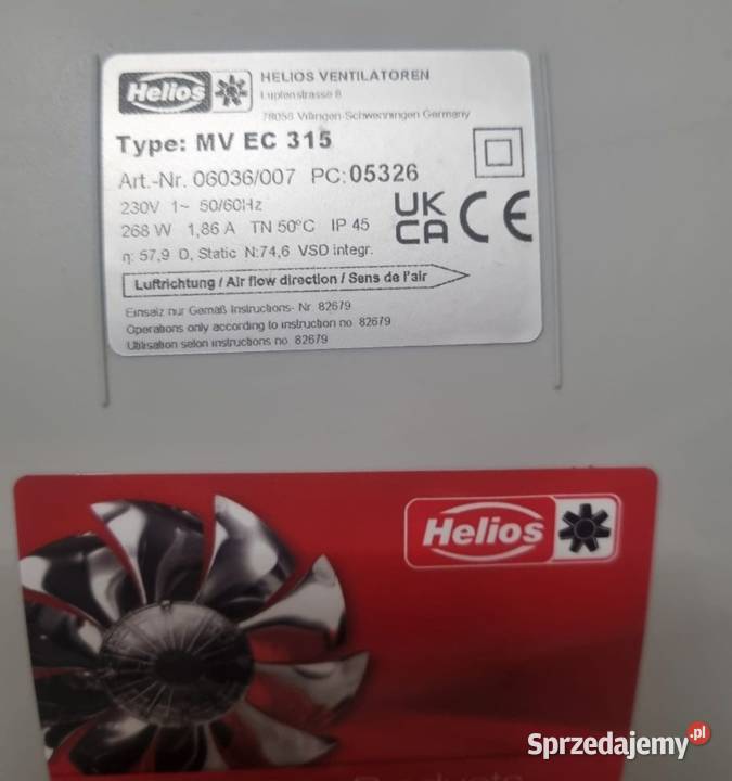 MC 315 Wentylatowy Multivent EC 1PH 230 V 50Hz Bolesławiec