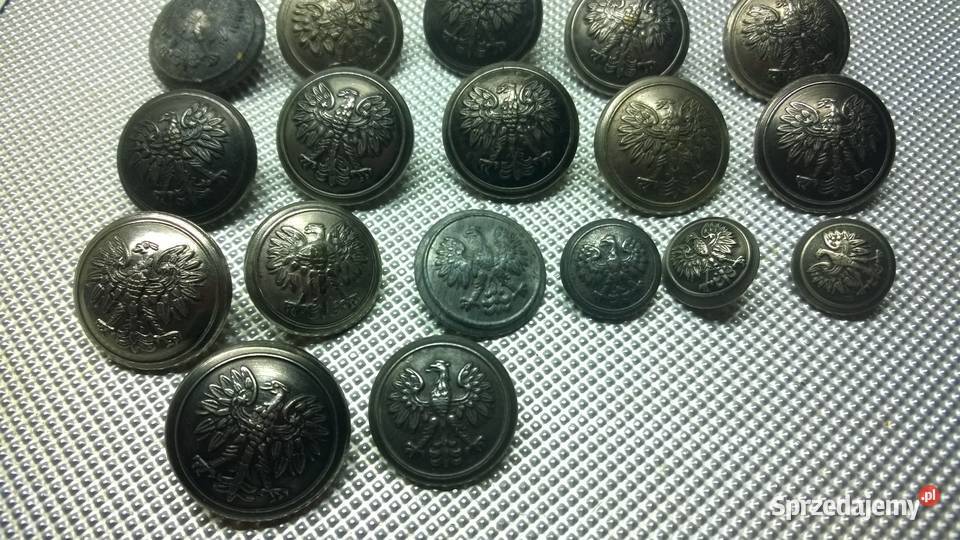 Guziki wojskowe orzeł bez korony PRL 18 Warszawa