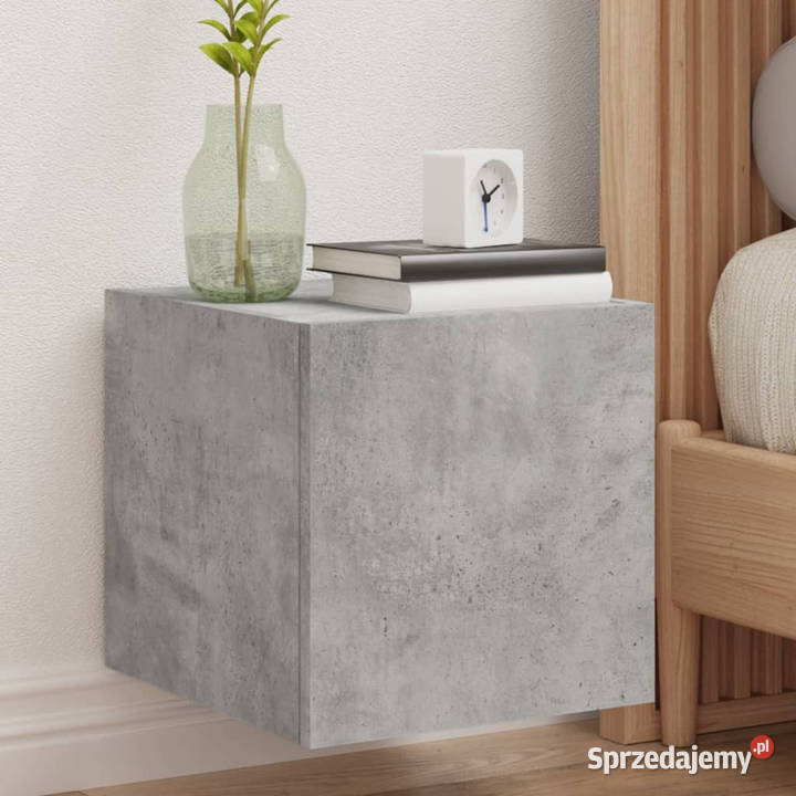 Ścienna szafka TV z LED szarość betonu 305x35x30 Warszawa