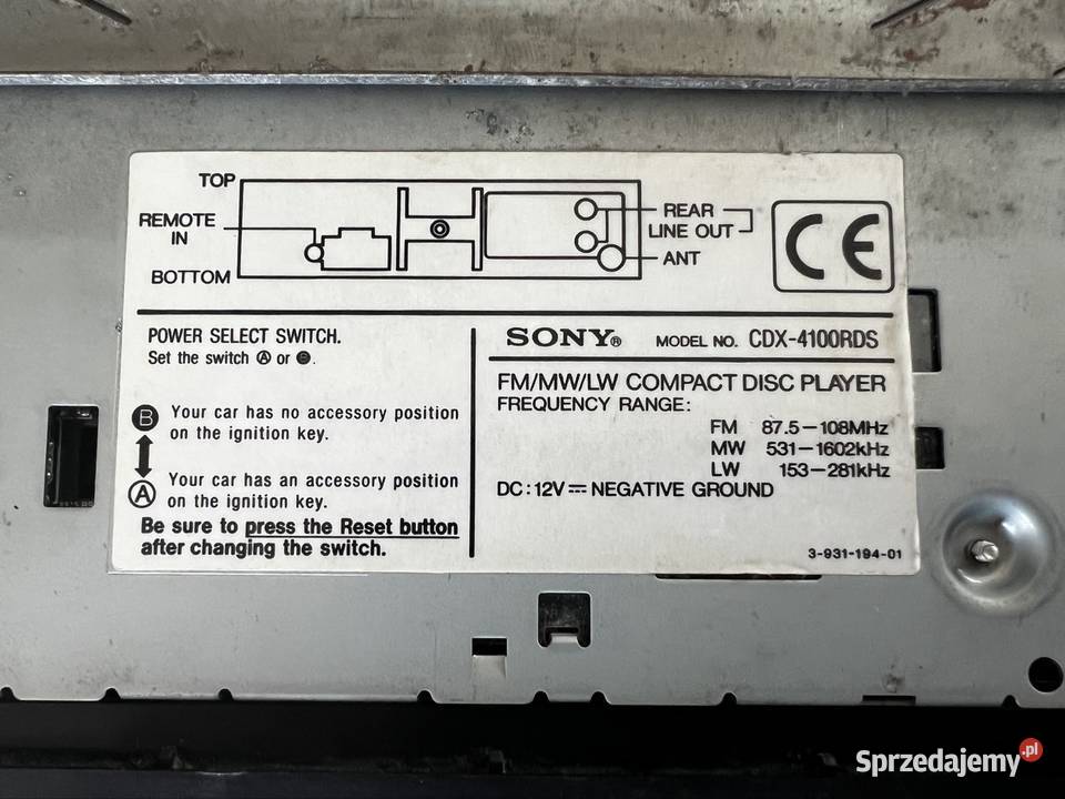 Radio Sony CDX4100 RDS Radioodtwarzacze