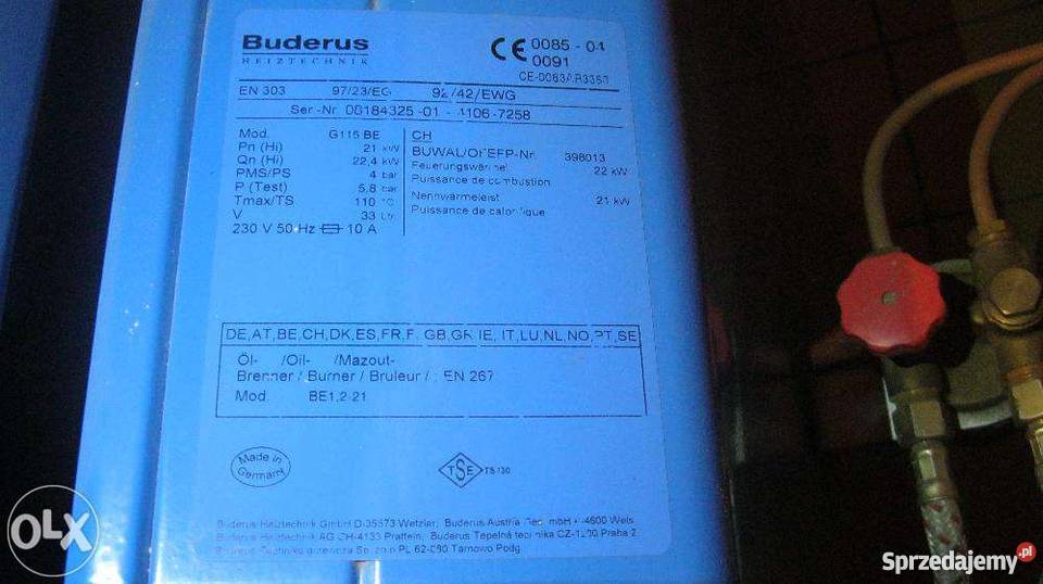 Piec olejowy Buderus LOGANO G115 Piece i kominki świętokrzyskie Jędrzejów sprzedam