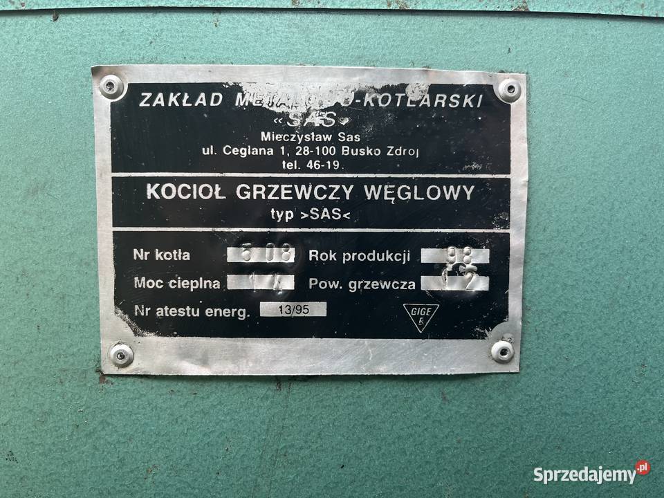 Kocioł grzewczy węglowy SAS 14 kW mało używany Stąporków sprzedam