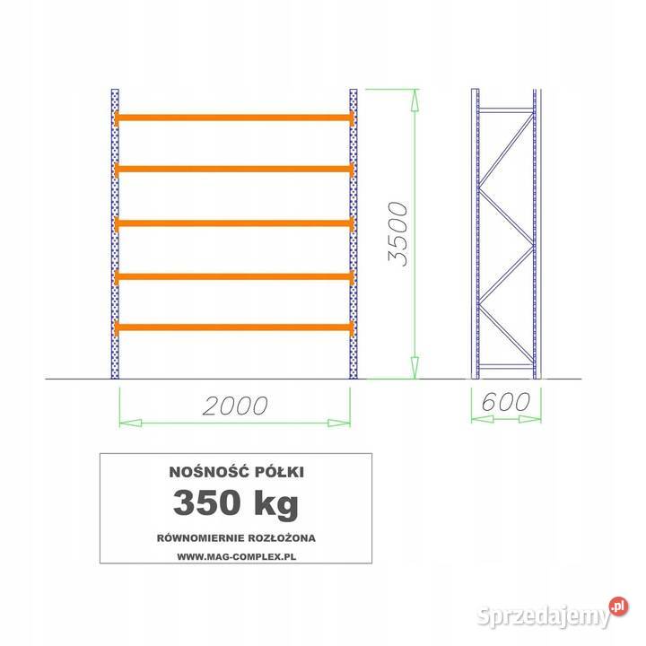 REGAŁ METALOWY MAGAZYNOWY WYTRZYMAŁY MOCNY MRC12