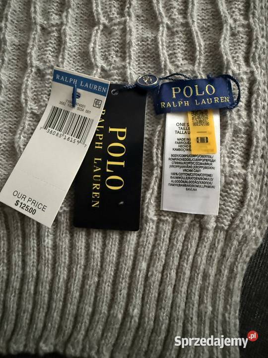 Szary szalik Polo Ralph Lauren wielkopolskie Jarocin
