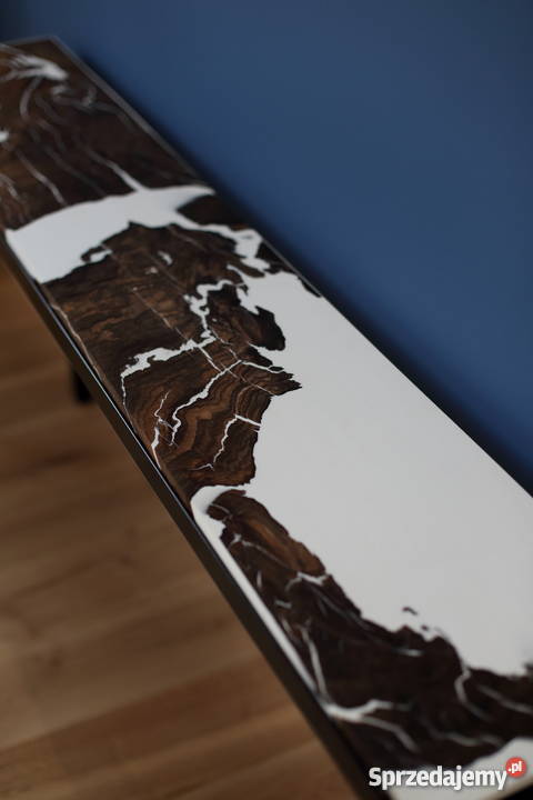 Konsola czarny dąb stół biały epoksyd żywica 24cm Warszawa