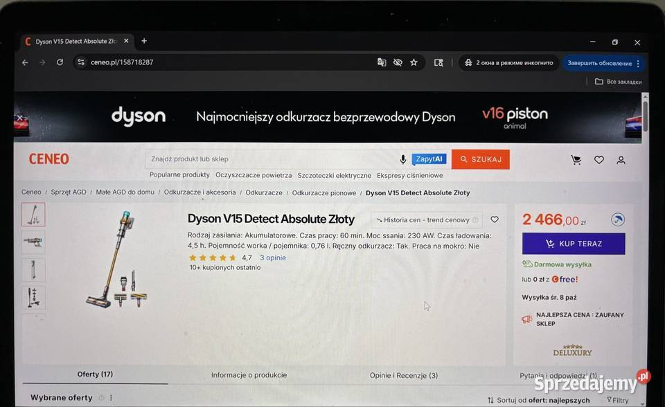 Dyson v15 detect absolute Nowe Oryginalny Warszawa