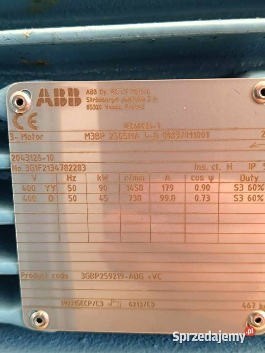 Silnik Elektryczny firmy ABB 90 KW Zmiennica