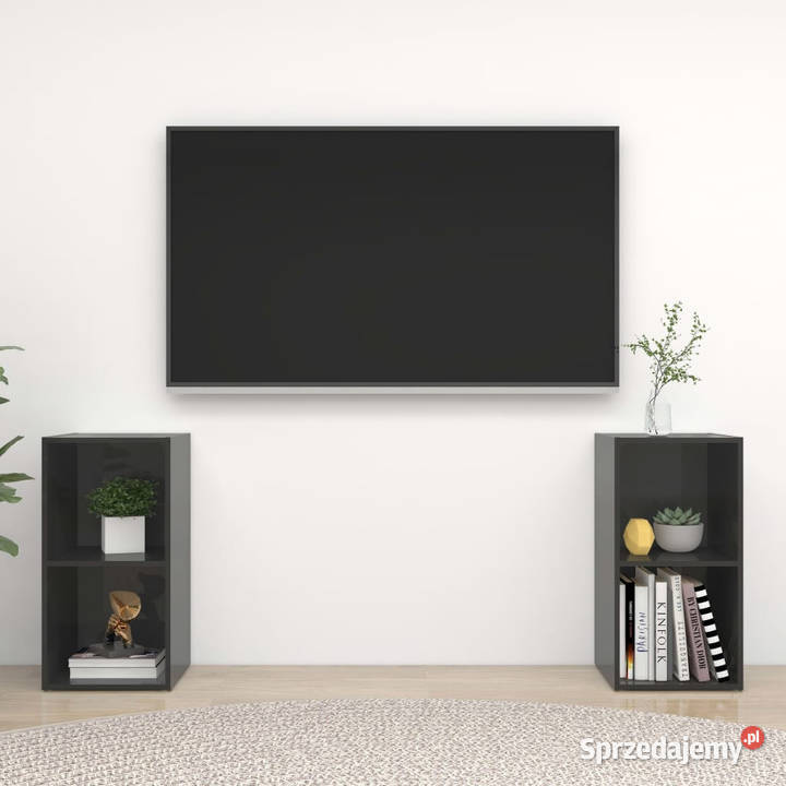 Szafki TV 2 szare wysoki połysk 72x35x365 płyta Warszawa sprzedam
