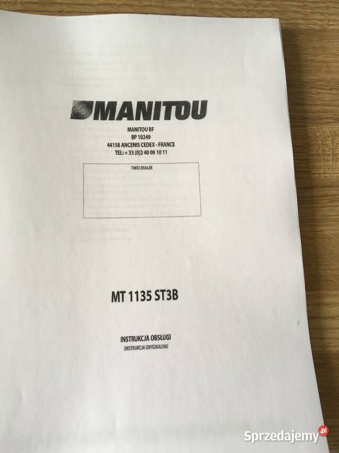 dtr instrukcja obsługi ładowarka manitou mt 1135 zachodniopomorskie Szczecin