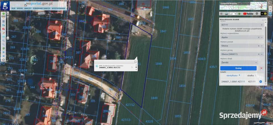 Działka budowlana 1400 m2 Gliwice Żerniki 42711
