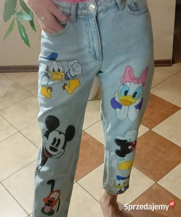 Damskie spodnie dżinsy ręcznie malowane Sokółka