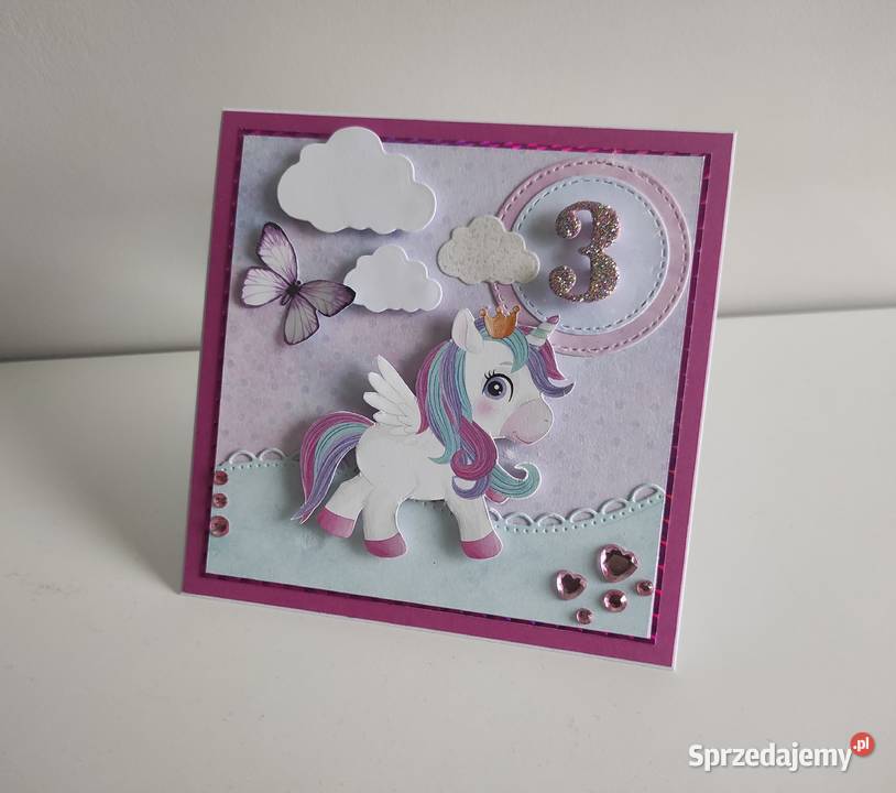 Kartka urodzinowa ręcznie robiona z jednorożcem łódzkie Łódź