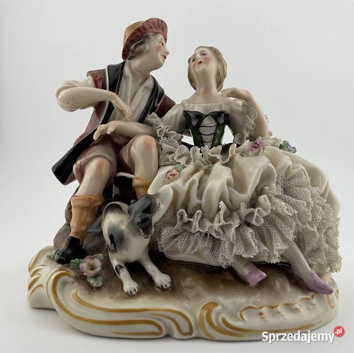 Figurka UNTERWEISSBACH porcelana koronka DRESDEN Kraków