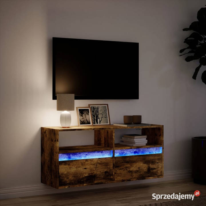 Ścienna szafka TV z LED przydymiony dąb sprzedam