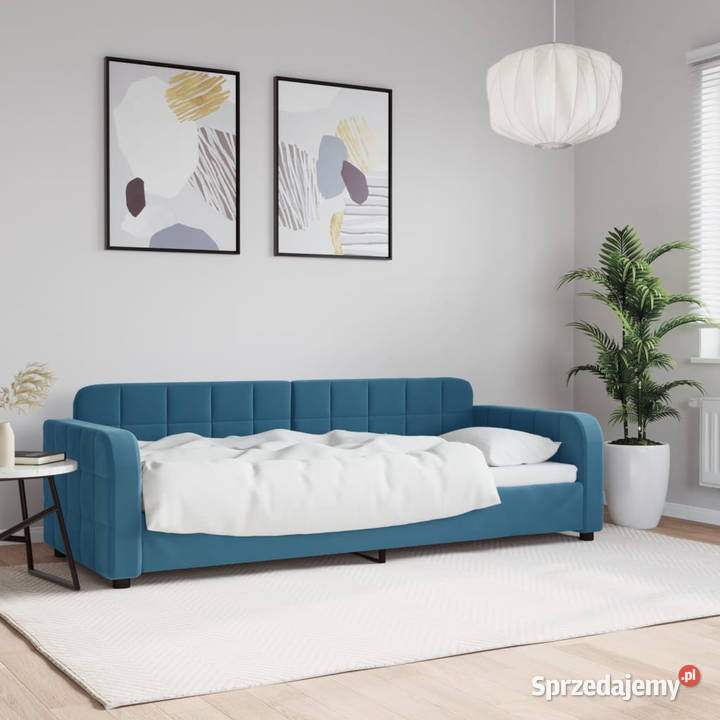 Łóżko dzienne niebieskie obite aksamitem 80x200 Warszawa