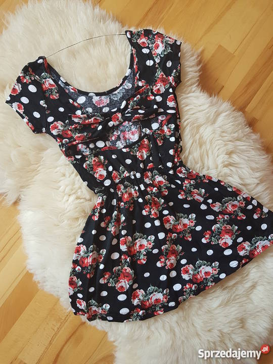 Tunika w grochy kwiaty Primark 38 40 czerwony Jasło