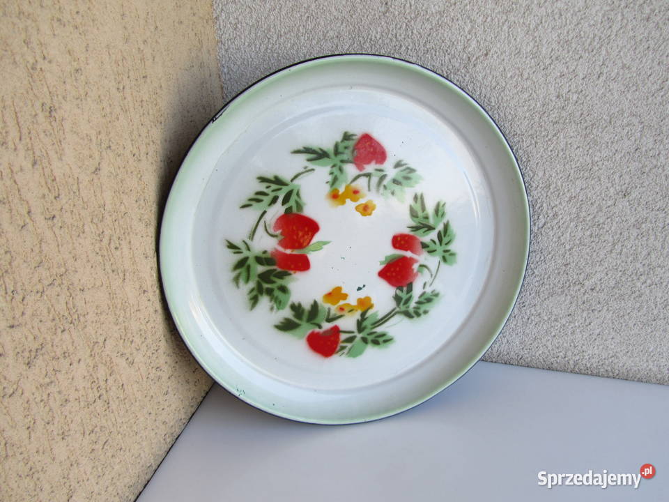 Taca metalowa emaliowana okrągła średnica 35 Olecko