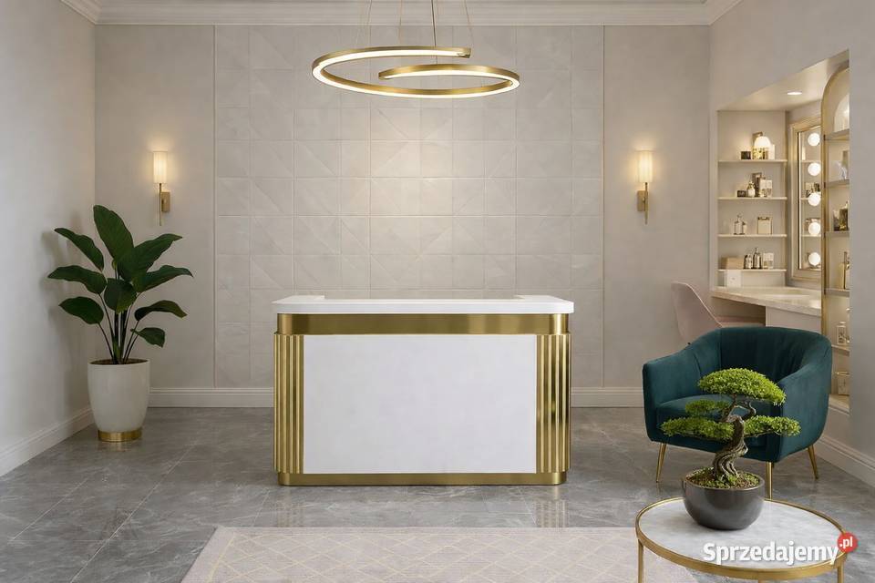 Biała złota lada sklepowa recepcja Premium
