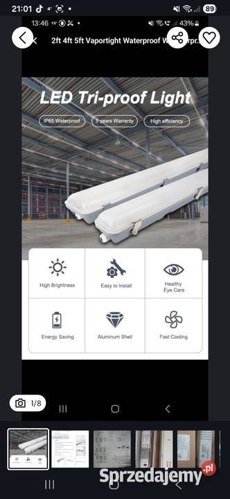 Lampa LED przemysłowa IP66 60W 6000lm 150 hala Gubin