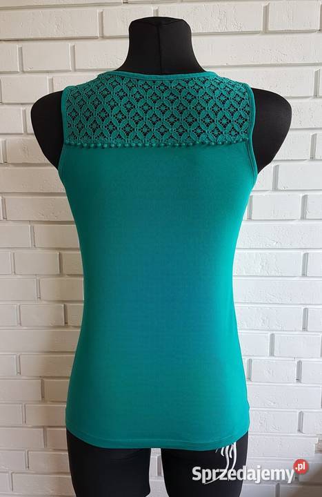 Bluzka koronkowa butelkowa zieleń esmara 36S Bez wzoru