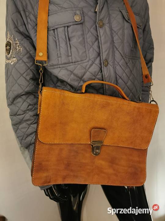 Piękna torba skórzana na laptop aktówka na pasek sprzedam