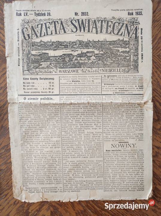 1935 gazeta świąteczna antyk unikat okaz Kielce