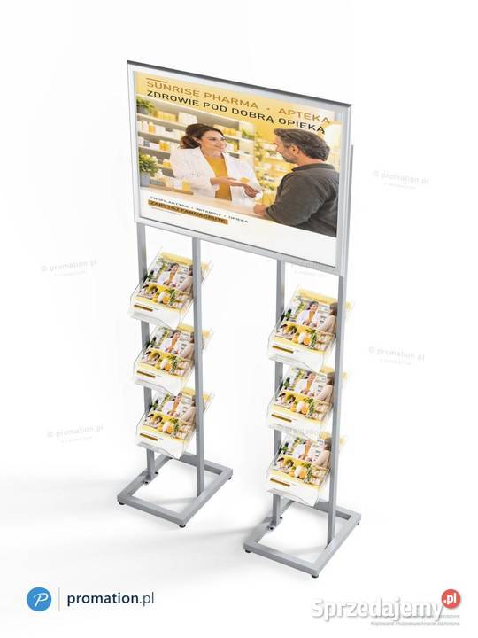Stojak ekspozycyjny na ulotki i plakat 6 miejsc Warszawa