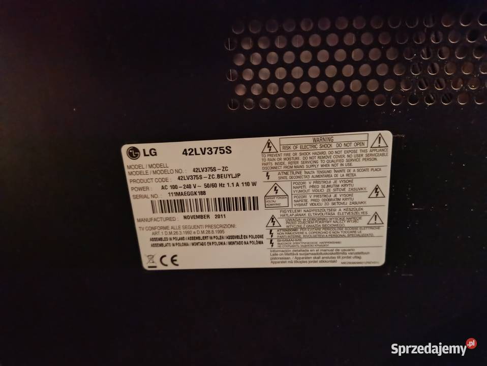 Telewizor Lg 42LV375SNIESPRAWNY LCD Leszno