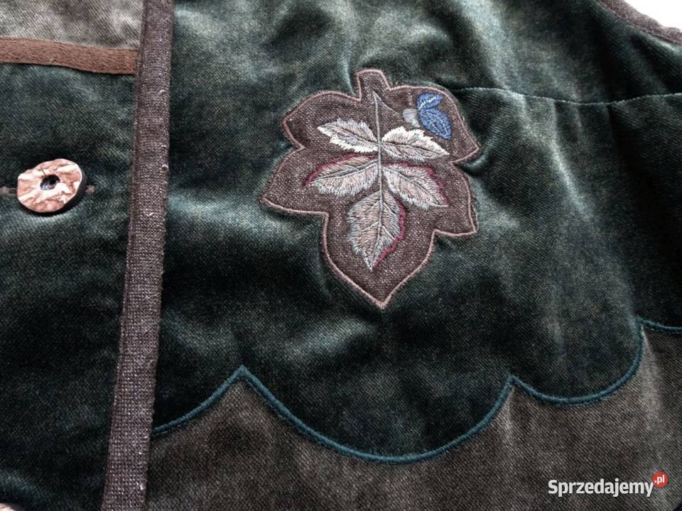 Kamizelka Aksamit Hafty vintage 42 44 zielona Rozmiar 42(XL) Nowy Sącz sprzedam
