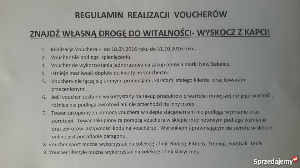 Voucher Bon na zakup dowolnych butów BALANCE o Wach sprzedam