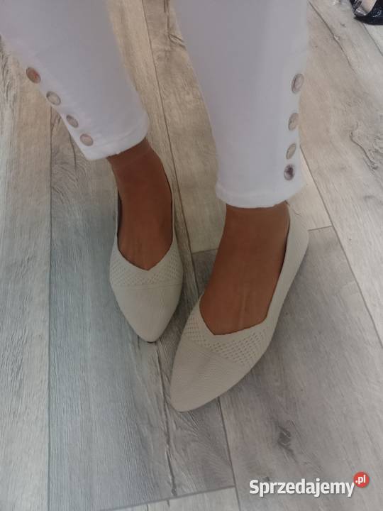 42 Beżowe dzianinowe baleriny wieczorowe Moda i Styl Kraków sprzedam