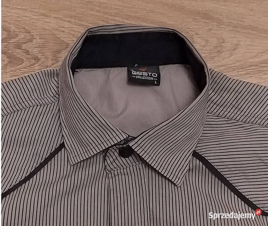Koszula męska GIESTO krótki rękaw szary/srebrny Odzież wyjściowa sprzedam
