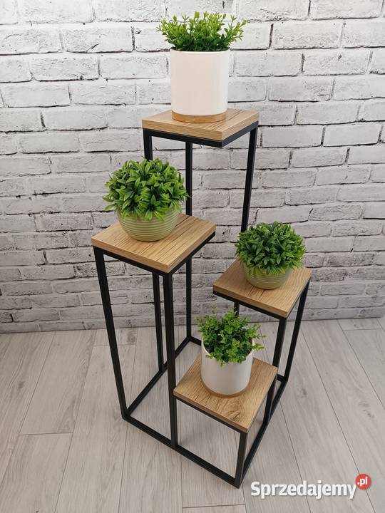 Kwietnik Stojący Poczwórny Metalowy Loft Białystok