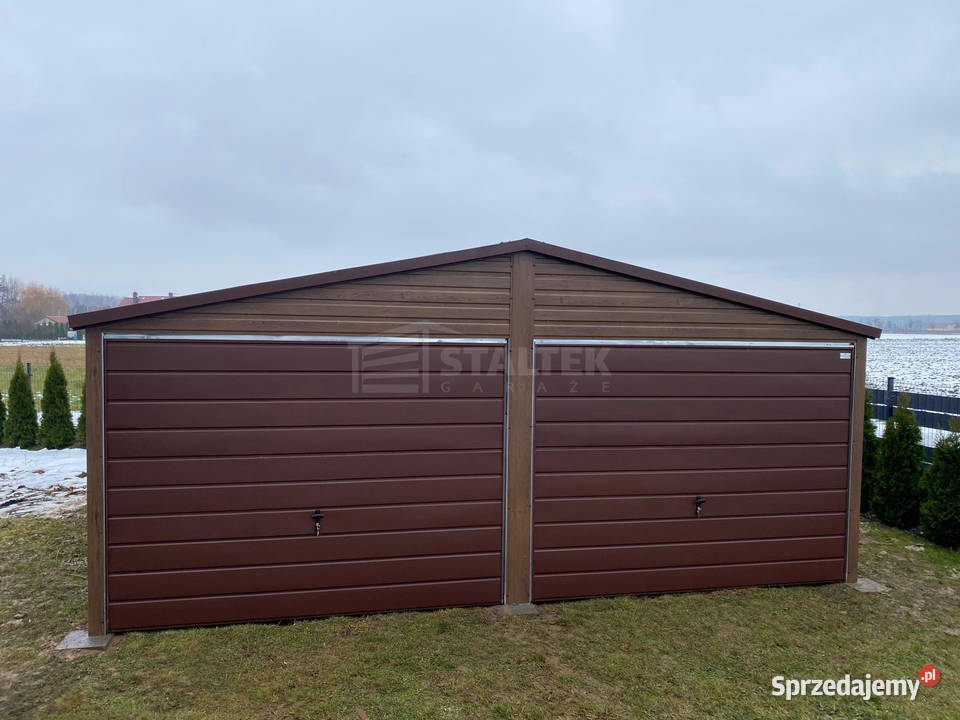 Garaz blaszany 6x58m 2x brama dwuskrzydłowa Dobre Miasto sprzedam