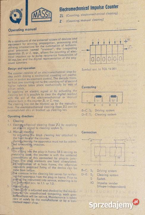 Elektromechaniczny kasowalny licznik impulsów ZL Gliwice sprzedam