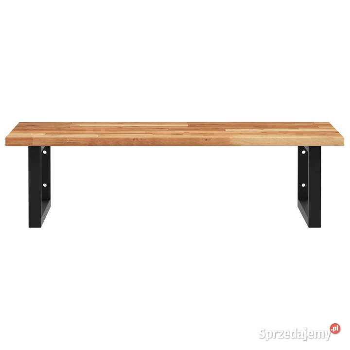 Półka ścienna pod umywalkę stal i lite drewno