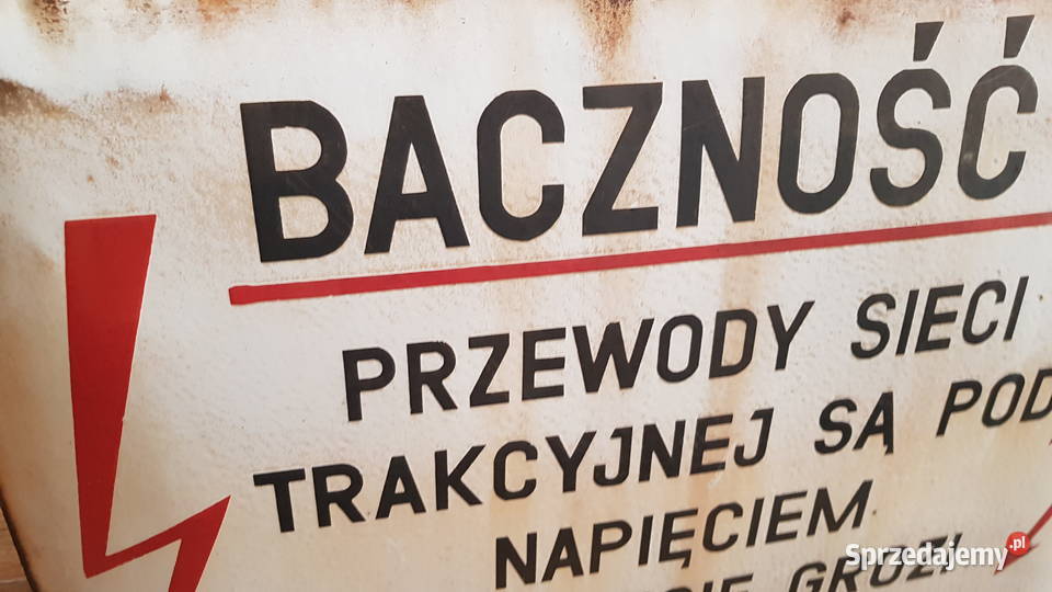 Tablica ostrzegawcza blacha emaliowana PRL loft Orneta