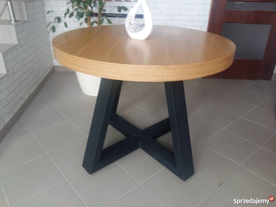Stół okrągły dębowy LOFT loftowy lite drewno