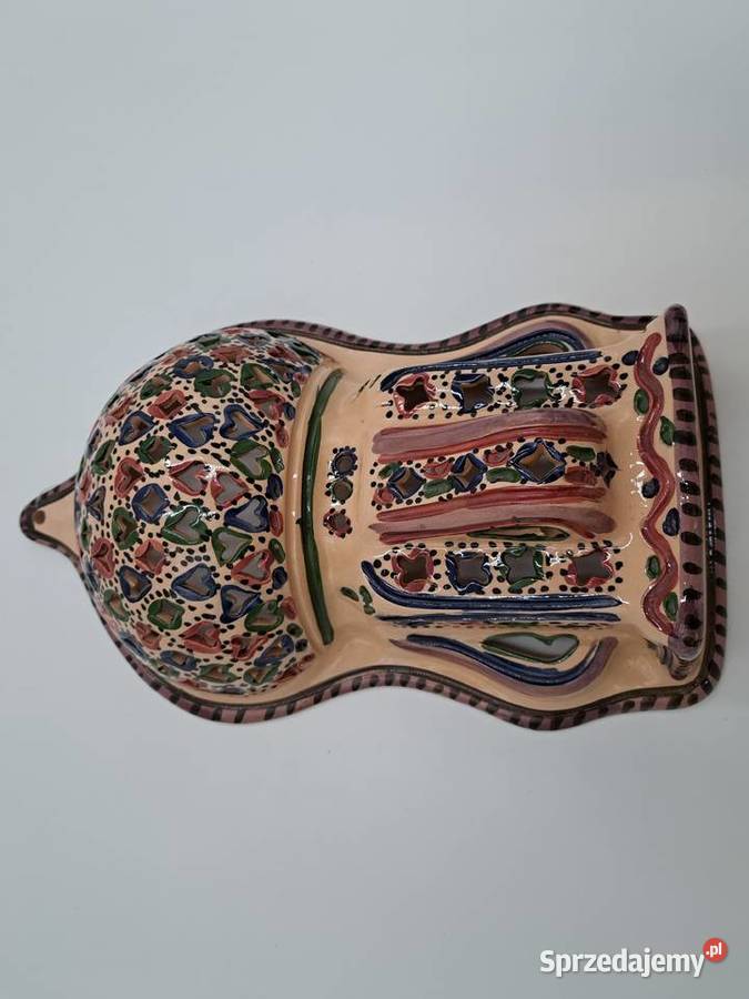 Kinkiet świecznik ceramiczny ścienny ażurowy małopolskie