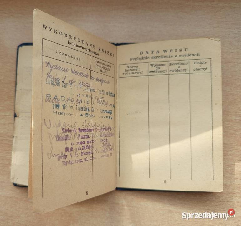 Związkowa Legitymacja Członkowska 1951r Pozostałe Nakło nad Notecią