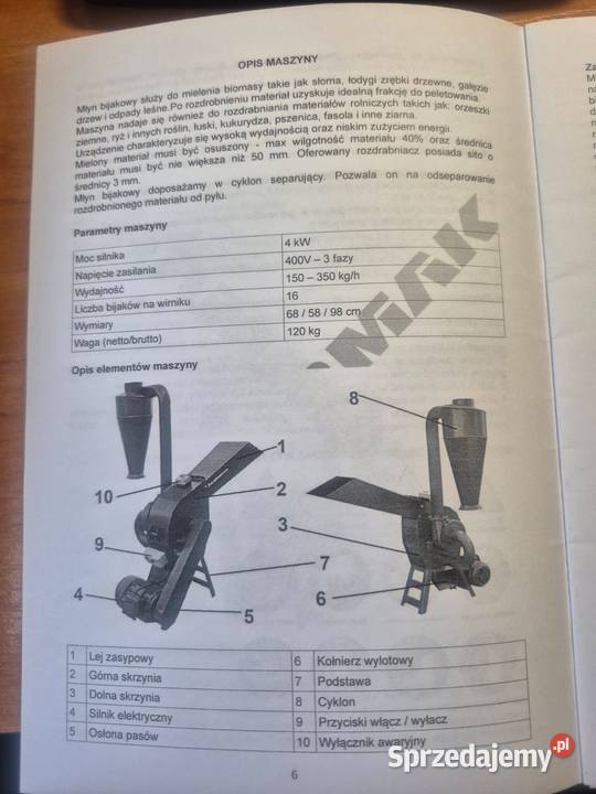 Młyn bijakowy z odciągiem przemiału mkvplast Białogard