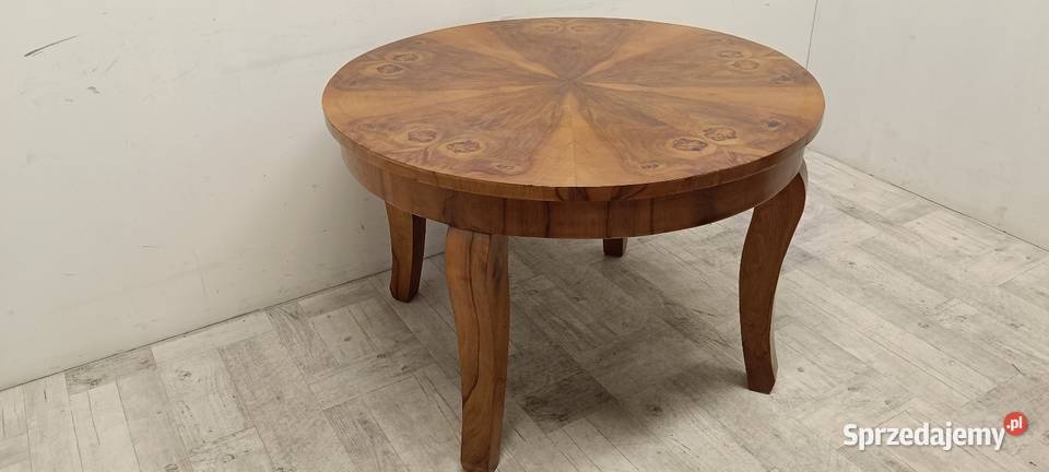 stary okrągły stół art deco orzech lata 60te Radomsko