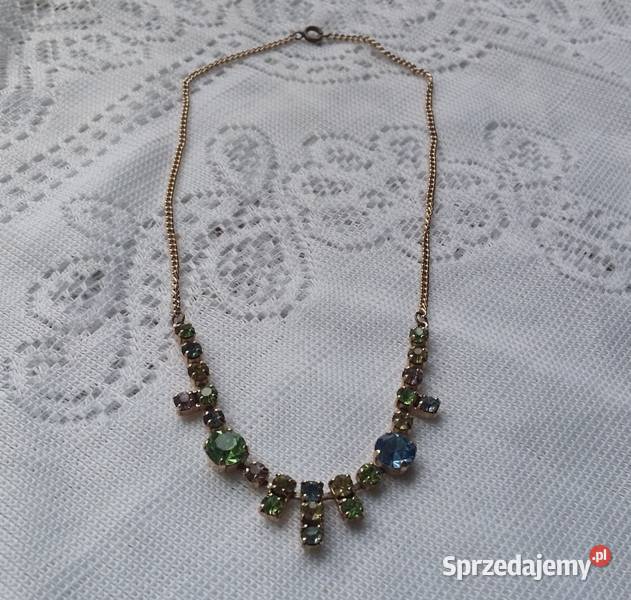 Stary angielski naszyjnik kolorowe kryształki Naszyjniki Ochojno sprzedam