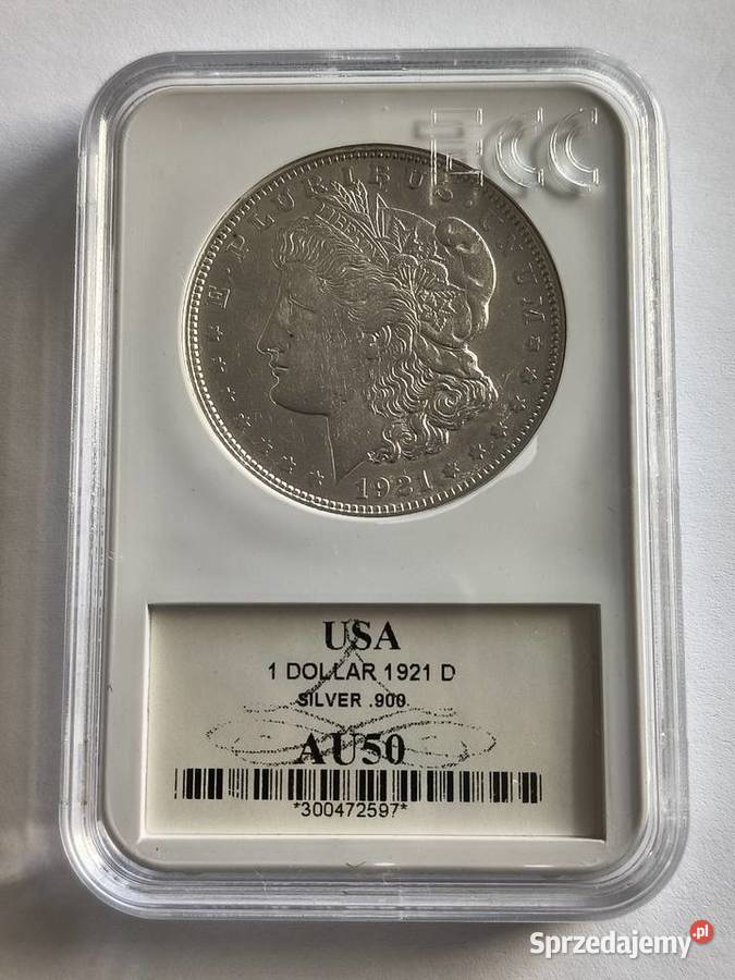 USA 1 dolar Morgan 1921 D srebro Ag 900 nota AU sprzedam
