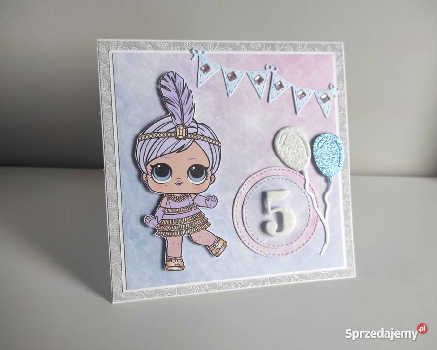 Kartka urodzinowa ręcznie robiona dziewczynki Antyki, Sztuka, Kolekcje Łódź