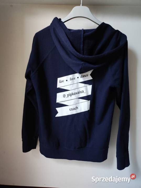 sportowa bawełniana bluza z kapturem zasuwana niebieski