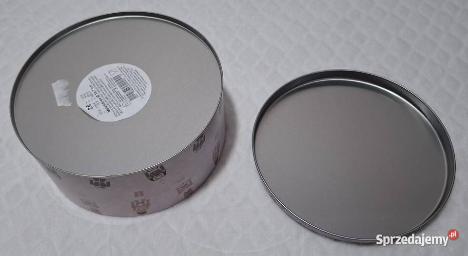 Metalowy okrągły pojemnik z pokrywką 17x8 Czeladź sprzedam